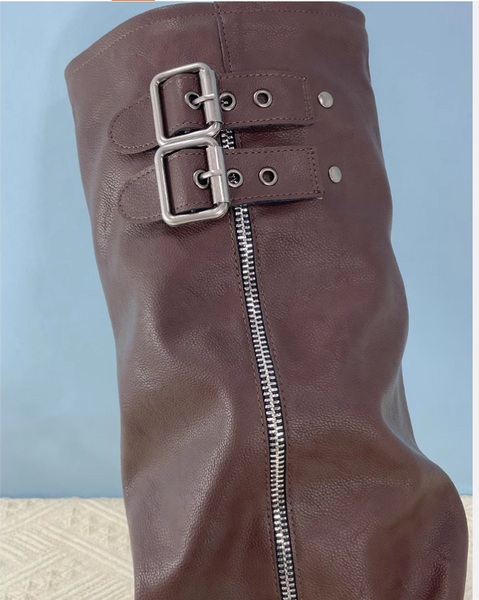 IZZO CAX WESTERN DESIGN CHUNKY PLATFORM LONG BOOTS