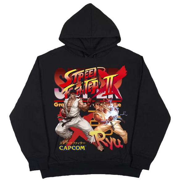 STREET FIGHTER TRIBUTE HOODIE CHUN-LI RYU RETRO UNISEX SWEATSHIRT