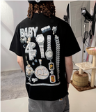 LIL BABY 4PF DIAMOND RHINESTONE PRINT RAPPERS BLACK T SHIRT