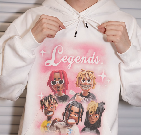 DKNT NEW GENERATION RAPPER TRAVIS PLAYBIO HIP HOP PORTRAIT CARTOON HOODIE