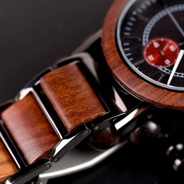 BOBO BIRD MINIMALIST DESIGN STEEL AND WOODEN COMBINED UNISEX WATCHES