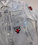 MJ PRINT MICHAEL JORDAN PATCHWORK WASHED DENIM JEAN JACKET