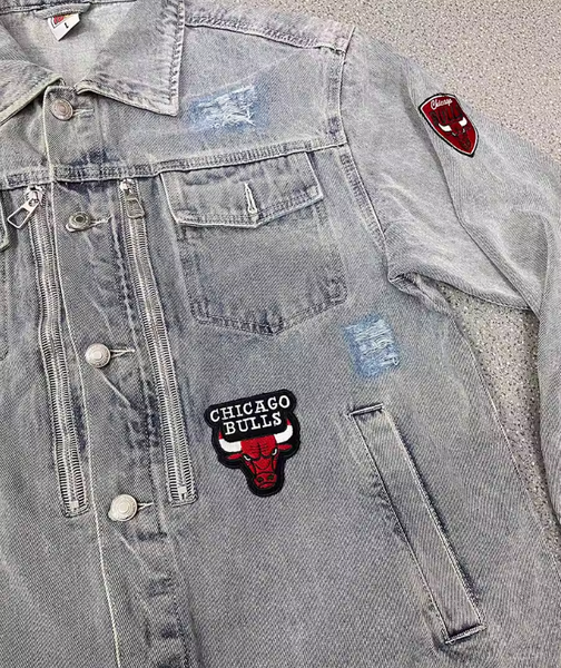 MJ PRINT MICHAEL JORDAN PATCHWORK WASHED DENIM JEAN JACKET
