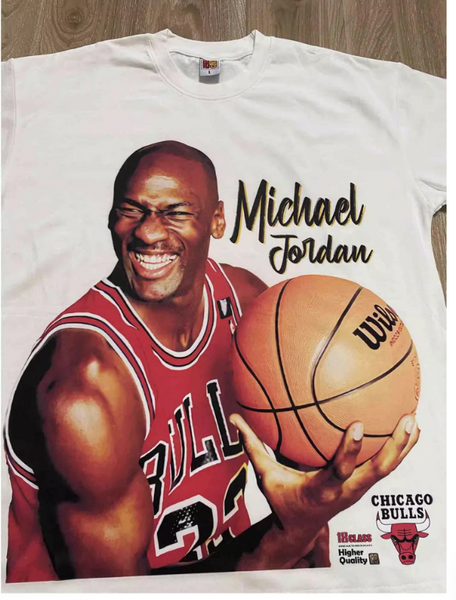 MJ MICHAEL JORDAN CHICAGO BULLS PRINT VINTAGE RETRO BASKETBALL T SHIRT WITH SWEATSHIRT