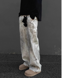 UNAPS FOG-WHITE SHADE PATCHY CARGO PANTS