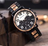 BOBO BIRD MULTI FUNCTION STAINLESS WATCH WITH WOODEN STRAP