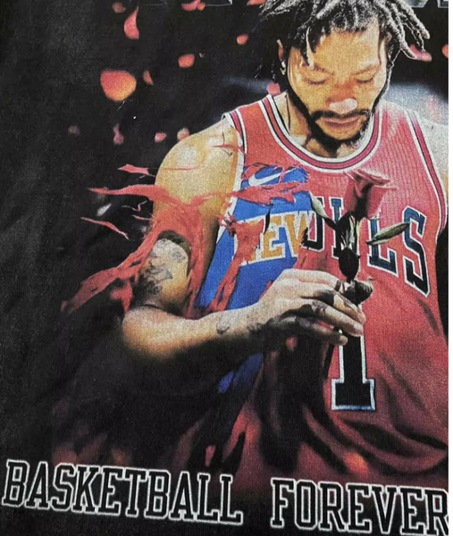 DERRICK ROSE WINDY CITY RETIREMENT TRIBUTE PRINT BASKETBALL T SHIRT AND SWEATSHIRT