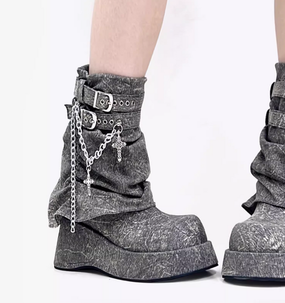 TOKYO JAPANESE DESIGN Y2K CHUNKY PLATFORM ANKLE BOOTS