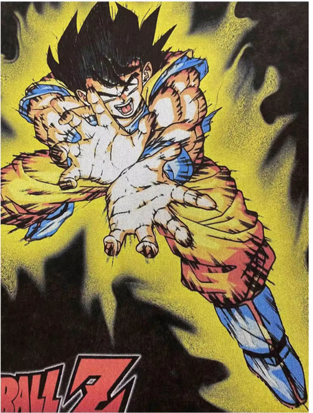 GOKU KAMEHAMEHA DRAGON BALL Z RETRO SAIYAN COMBINED T SHIRT WITH HOODIE