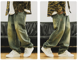 UNAPS FLAME KEY VINTAGE DENIM JEANS HAREM SWEATPANTS