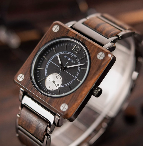 BOBO BIRD TECHZO SQUARE UNISEX WOODEN WATCH