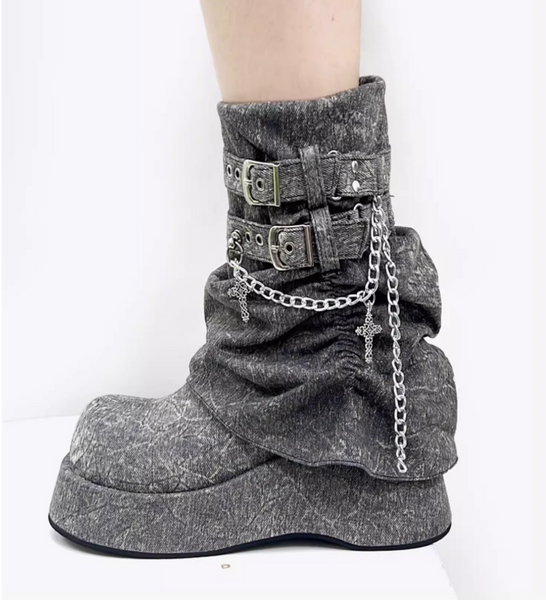 TOKYO JAPANESE DESIGN Y2K CHUNKY PLATFORM ANKLE BOOTS