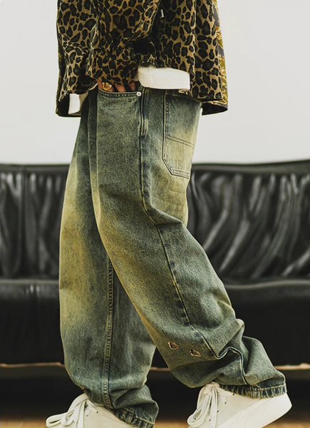 UNAPS FLAME KEY VINTAGE DENIM JEANS HAREM SWEATPANTS