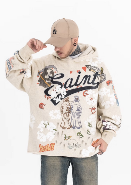 CELEBRITY-INSPIRED HAND PAINTED GRAFFITI UNISEX HOODIE