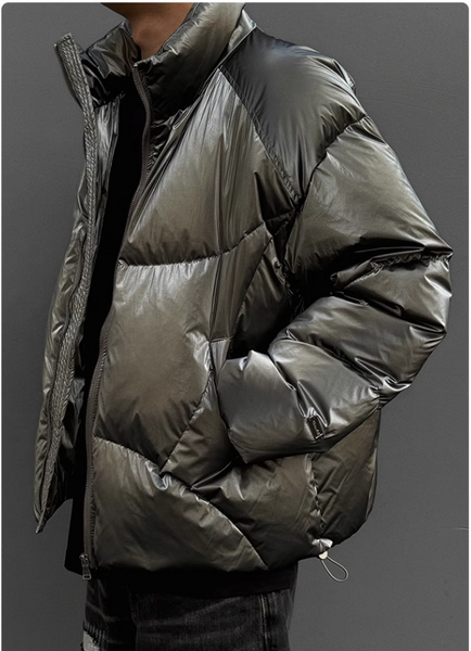 UNAPS DUCK DOWN METALLIC HIGH COLLAR UNISEX PUFFER JACKET