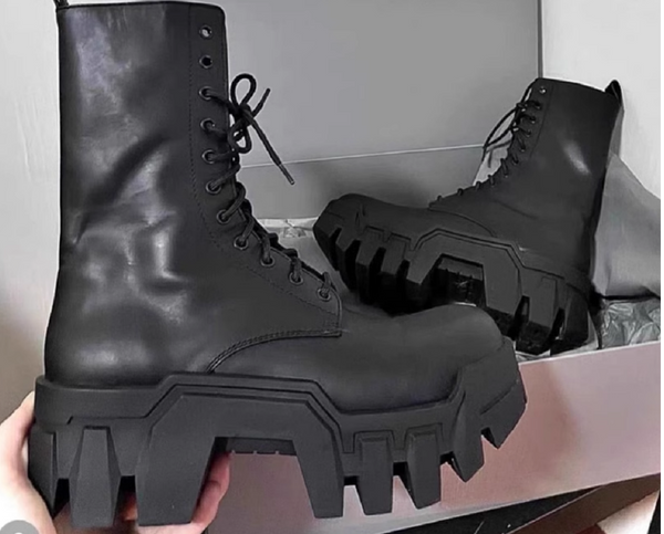 PARIS MARTIN BULLDOZER COMBAT CHUNKY SOLE UNISEX LEATHER BOOTS