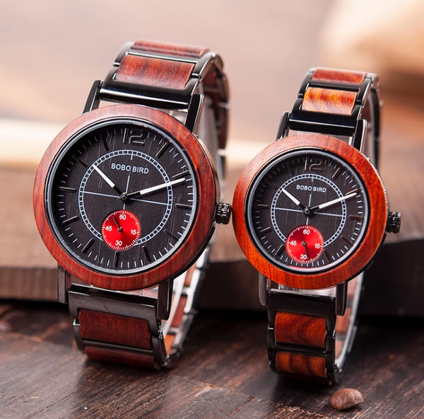 BOBO BIRD MINIMALIST DESIGN STEEL AND WOODEN COMBINED UNISEX WATCHES