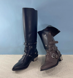 MORCHALO RETRO PUNK STYLE KNEE-HIGH BOOTS