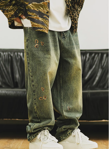 UNAPS FLAME KEY VINTAGE DENIM JEANS HAREM SWEATPANTS