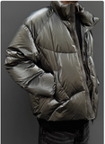 UNAPS DUCK DOWN METALLIC HIGH COLLAR UNISEX PUFFER JACKET