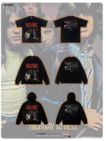 ACDC ROCK BAND CARTOON VINTAGE PRINT COMBINED TEES SWEATSHIRT