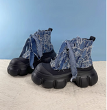 RAXOMO MARTIN RETRO DENIM CHUNKY PLATFORM BOOTS