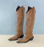 TEXAS VINTAGE CHUNKY HEELED KNEE-HIGH WESTERN COWGIRL BOOTS