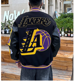 BASKETBALL LAKERS EMBROIDERED QUILTED VARSITY JACKET