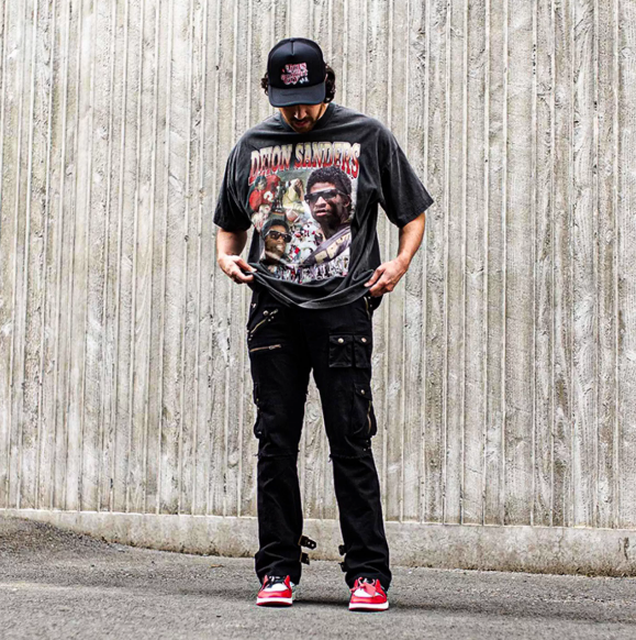 DEION SANDERS PRINT PRIME TIME FOOTBALL JERSEY COTTON T SHIRT
