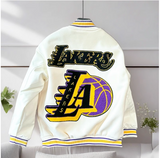 BASKETBALL LAKERS EMBROIDERED QUILTED VARSITY JACKET