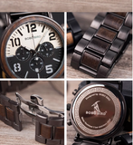 BOBO BIRD MULTI FUNCTION STAINLESS WATCH WITH WOODEN STRAP