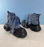 RAXOMO MARTIN RETRO DENIM CHUNKY PLATFORM BOOTS