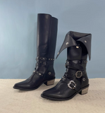 MORCHALO RETRO PUNK STYLE KNEE-HIGH BOOTS