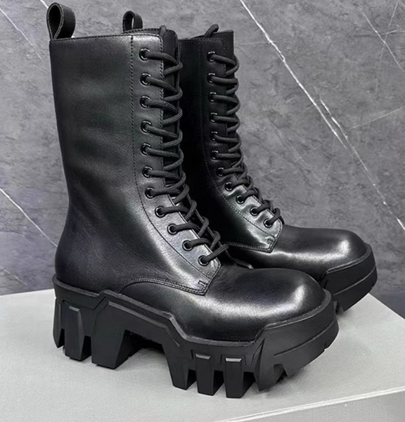 PARIS MARTIN BULLDOZER COMBAT CHUNKY SOLE UNISEX LEATHER BOOTS