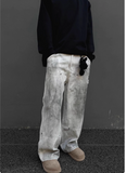 UNAPS FOG-WHITE SHADE PATCHY CARGO PANTS