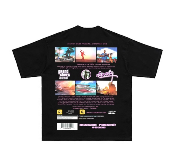 DKNT VICE CITY RETRO VINTAGE GAME TRIBUTE T SHIRT IN BLACK