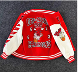 OFF PREMIUM WHITE CHICAGO STREETWEAR BULL BASKETBALL BOMBER JACKET