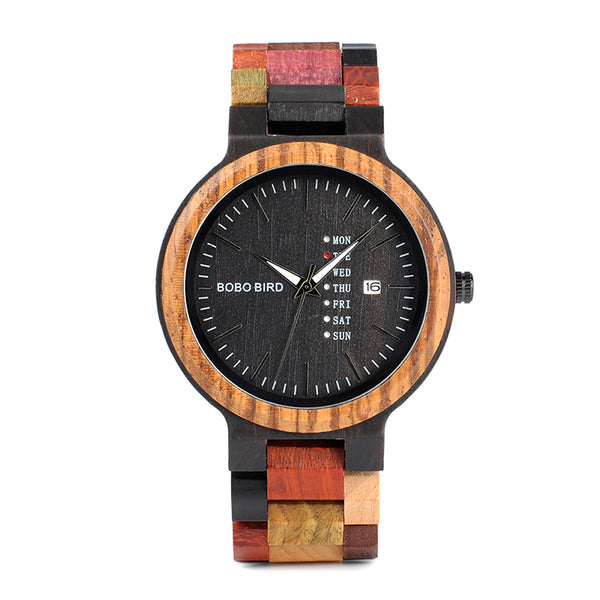 BOBO BIRD HANDMADE WOODEN UNISEX WATCH IN MULTICOLOR