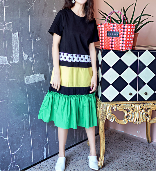 8GIRLS MIDI T SHIRT WITH FRILL HEM IN MULTI - boopdo