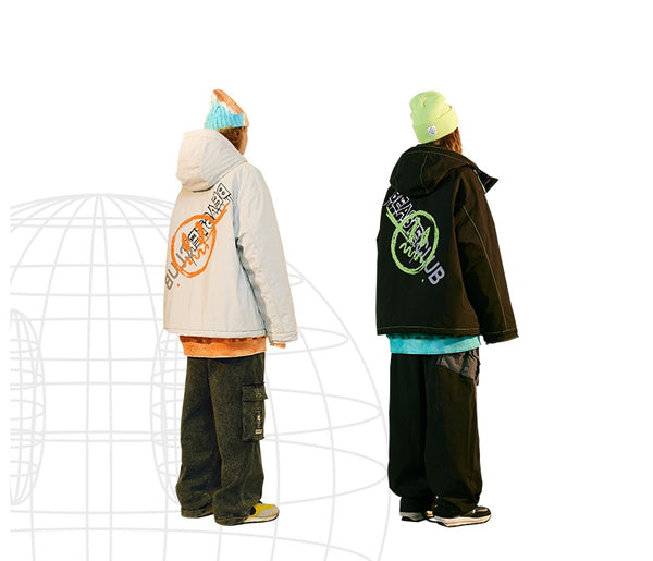 BEASTER HYPE BEAST GHOST FACE EMOJI PRINT WINDPROOF HOODED JACKET - boopdo