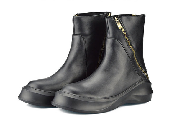 BMANTE NERI CLASSICAL TUBE ANKLE THICK SOLE LEATHER BLACK BOOTS - boopdo