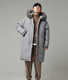 HARLAN TANIGUCHI SWALLOW TAIL FAUX FUR COLLAR HOODED COAT - boopdo