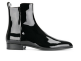 NADEMILI GLOSSY TOE POINTED BRIGHT BLACK LEATHER CHELSEA BOOTS - boopdo