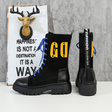 JOSHEZA ZIPO CHUNKY THICK SOLED LEATHER BOOTS IN BLACK WITH MATCHING LACES - boopdo
