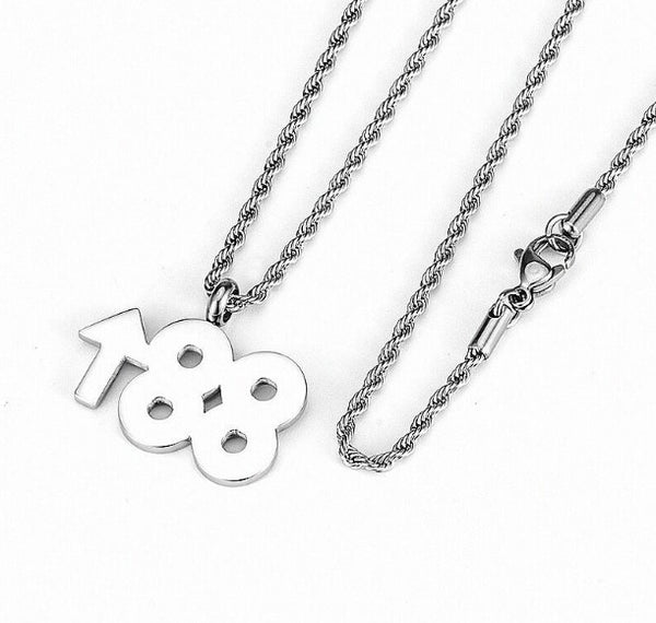 RICH BRIAN 88 TITANIUM HIPSTER RAPPER STEEL NECKLACE PENDANT - boopdo
