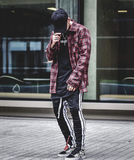 HYPESTER URBAN INSPIRED SLING WAIST TRACK PANTS WITH STRIPED IN BLACK - boopdo