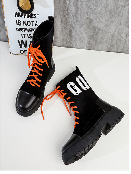 JOSHEZA ZIPO CHUNKY THICK SOLED LEATHER BOOTS IN BLACK WITH MATCHING LACES - boopdo
