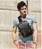 DRACONITE CHEST BLACK CASUAL WATERPROOF PU LEATHER MESSENGER BAG - boopdo