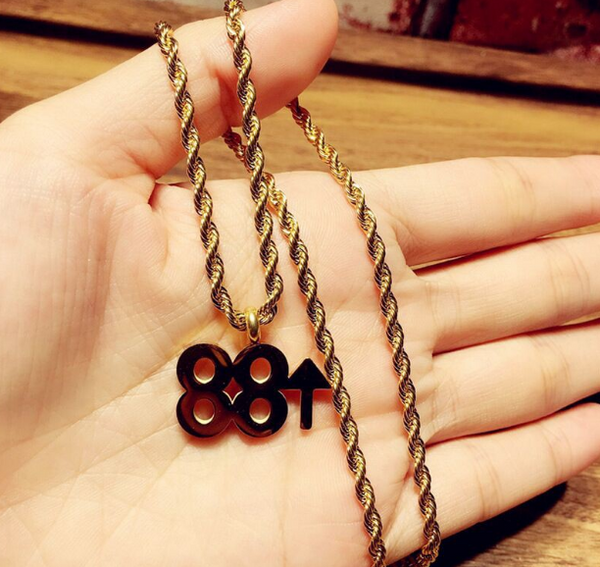 RICH BRIAN 88 TITANIUM HIPSTER RAPPER STEEL NECKLACE PENDANT - boopdo