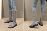 SVB FASHION WIDE FIT LEATHER ANKLE BOOTS IN CHECK - boopdo